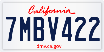 CA license plate 7MBV422