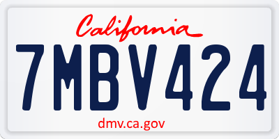 CA license plate 7MBV424