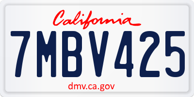 CA license plate 7MBV425