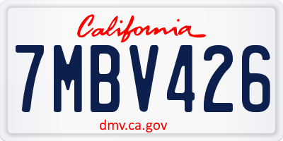 CA license plate 7MBV426