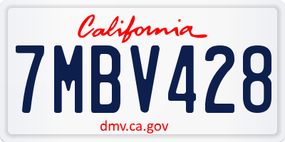 CA license plate 7MBV428