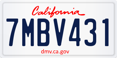 CA license plate 7MBV431