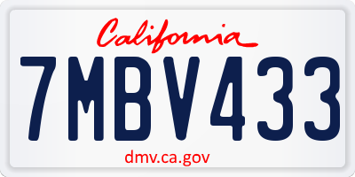 CA license plate 7MBV433