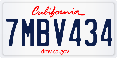 CA license plate 7MBV434
