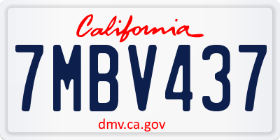 CA license plate 7MBV437