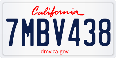 CA license plate 7MBV438