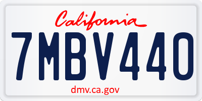 CA license plate 7MBV440