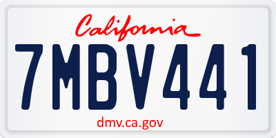 CA license plate 7MBV441