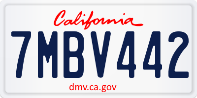CA license plate 7MBV442