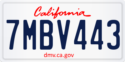 CA license plate 7MBV443