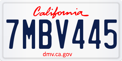 CA license plate 7MBV445