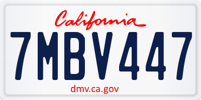 CA license plate 7MBV447
