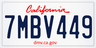 CA license plate 7MBV449