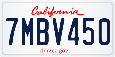 CA license plate 7MBV450