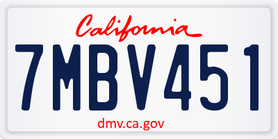 CA license plate 7MBV451