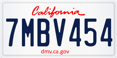CA license plate 7MBV454