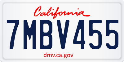 CA license plate 7MBV455