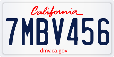 CA license plate 7MBV456