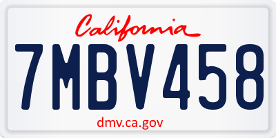CA license plate 7MBV458