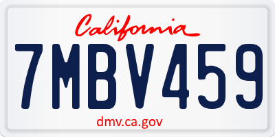 CA license plate 7MBV459
