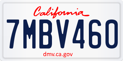 CA license plate 7MBV460