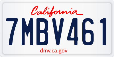 CA license plate 7MBV461