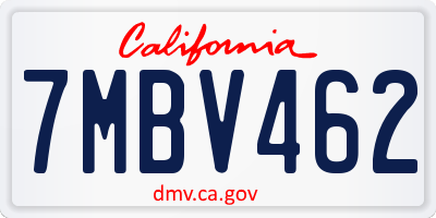 CA license plate 7MBV462