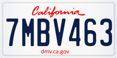CA license plate 7MBV463