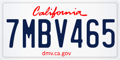 CA license plate 7MBV465