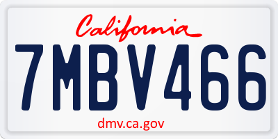CA license plate 7MBV466