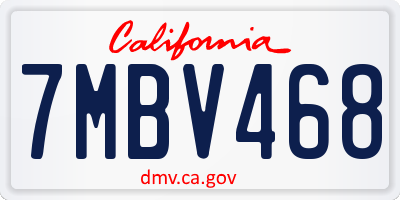 CA license plate 7MBV468