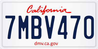 CA license plate 7MBV470