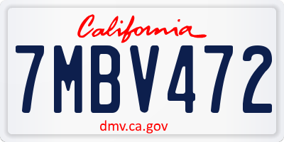 CA license plate 7MBV472