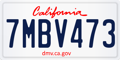 CA license plate 7MBV473