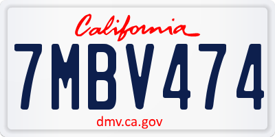 CA license plate 7MBV474