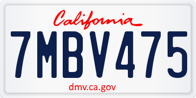 CA license plate 7MBV475