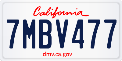 CA license plate 7MBV477