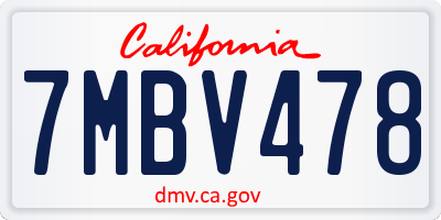 CA license plate 7MBV478