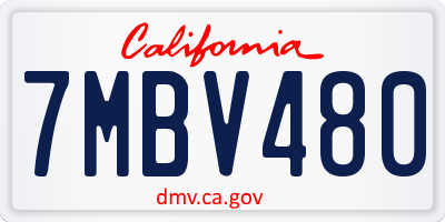 CA license plate 7MBV480