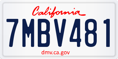 CA license plate 7MBV481