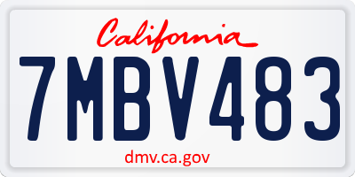 CA license plate 7MBV483