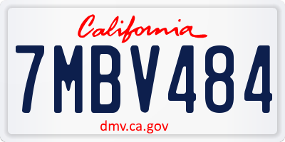 CA license plate 7MBV484