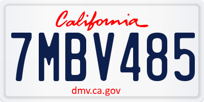 CA license plate 7MBV485