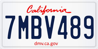 CA license plate 7MBV489