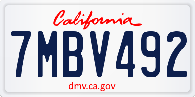 CA license plate 7MBV492