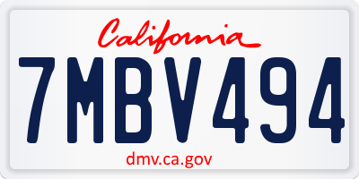 CA license plate 7MBV494