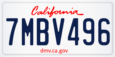 CA license plate 7MBV496