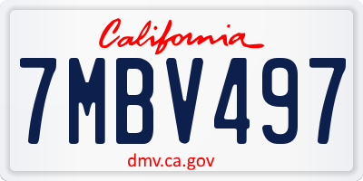 CA license plate 7MBV497