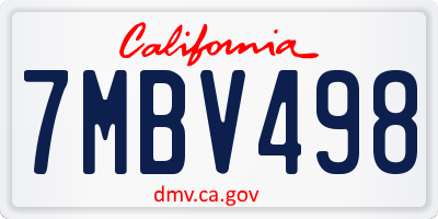 CA license plate 7MBV498