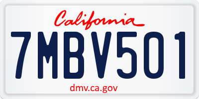 CA license plate 7MBV501